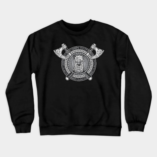 Fenrir Viking Shield (Grayscale) Crewneck Sweatshirt by celtichammerclub